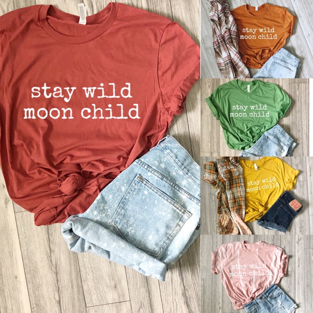 NEW Stay Wild Moon Child Graphic Tee Shirt Crew - Picture 2 of 5